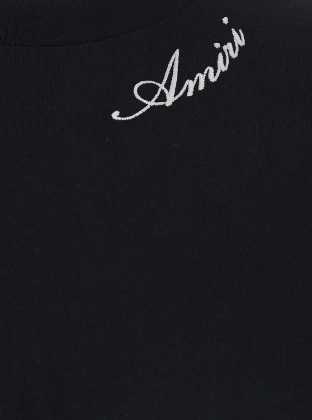 Amiri Black T-Shirt With Round Neck And Logo Detail On The Front Cotton For Men Tshirts Polo Shirts