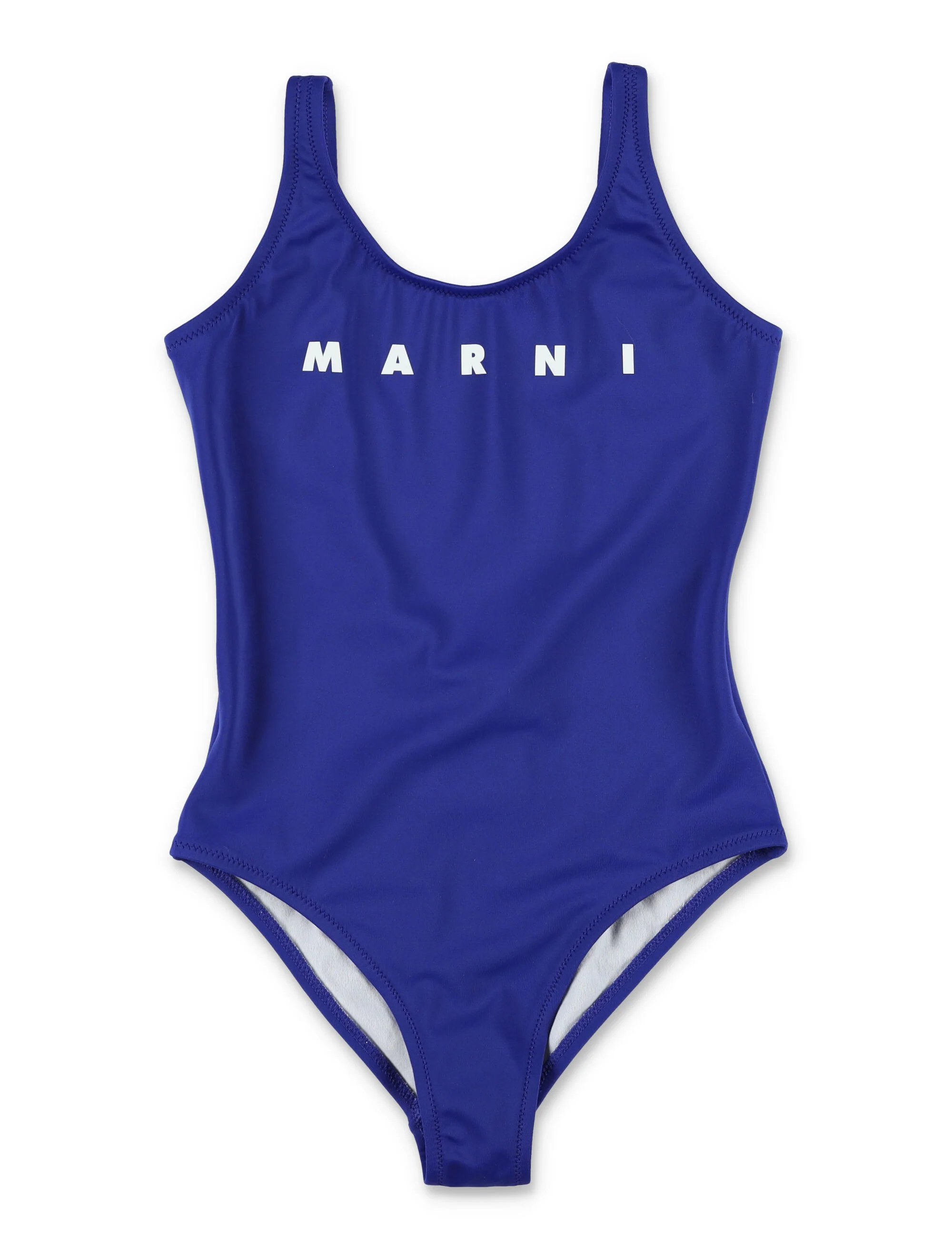 Marni Logo One-Piece For Girls Navy Nylon Swimwear