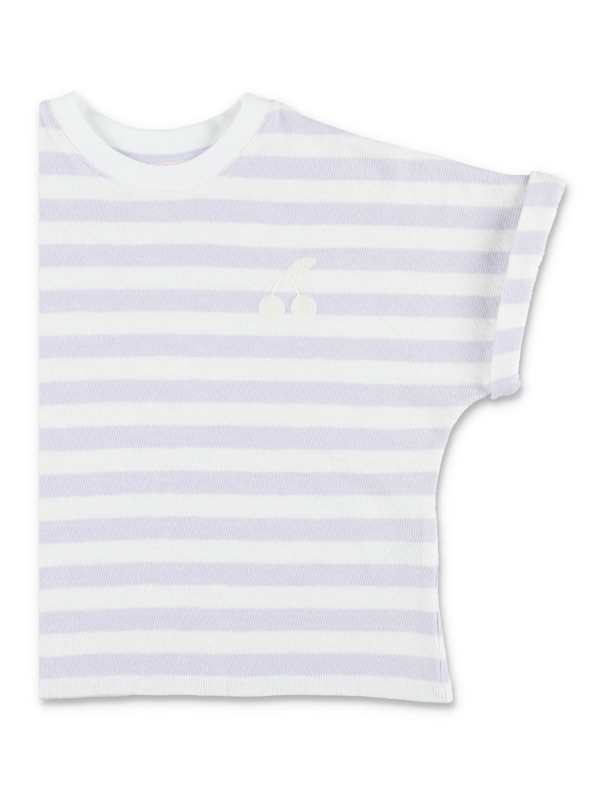 Bonpoint Farah Striped Knit Girls T-Shirt Lilac White Stripes Cotton
