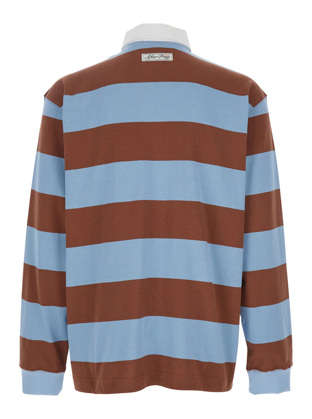 After Pray Multicolor Polo Shirt with Logo Lettering on the Front and All-Over Striped Motif in Cotton Man Tshirts