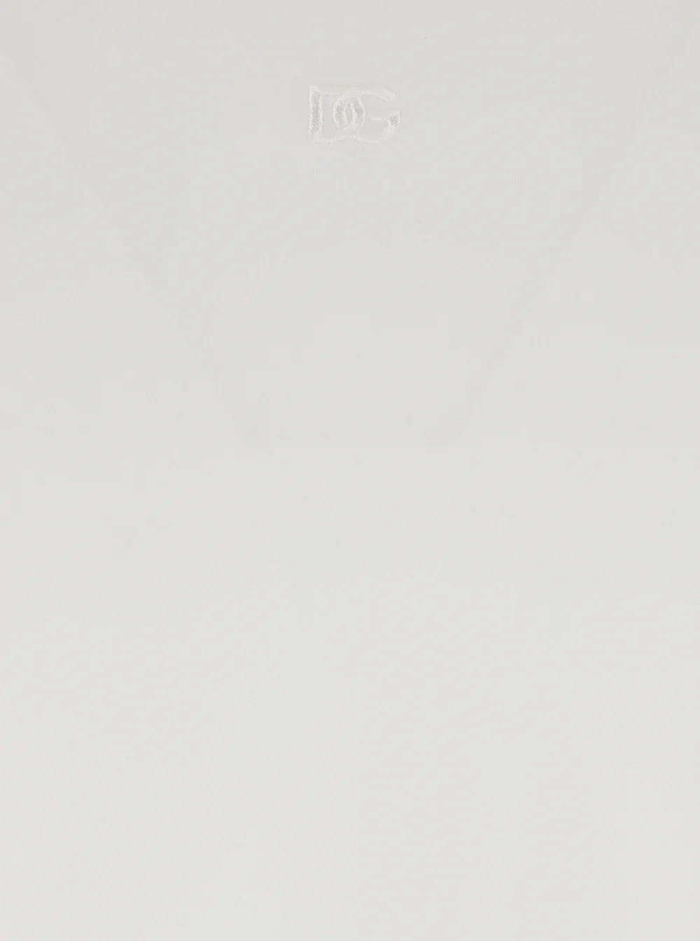 Dolce & Gabbana White Crewneck T-Shirt with Tonal Logo Lettering Embroidery on the Front in Cotton Stretch Man Elastane Tshirts And Polo Shirts