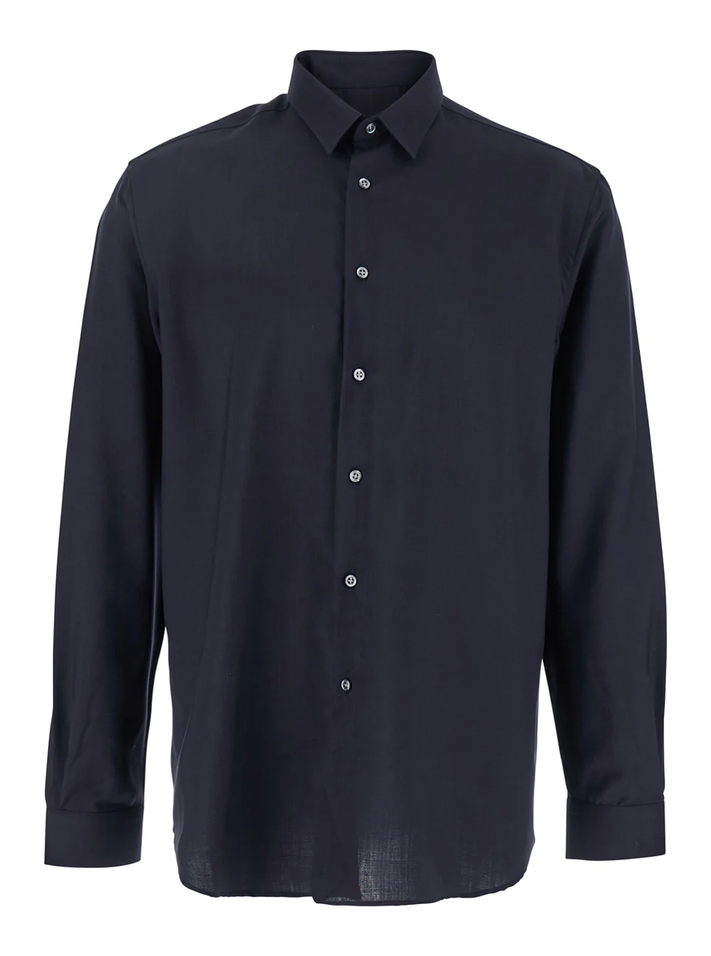 Low Brand Blue Shirt with Classic Collar and Button Closure in Fabric Man Blu Virgin Wool Blouses