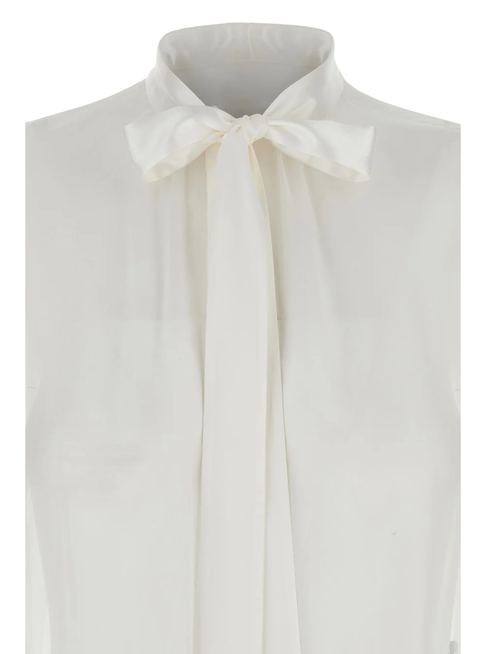 Dolce & Gabbana White Shirt with Pussy-Bow Collar in SIlk Woman And Blouses