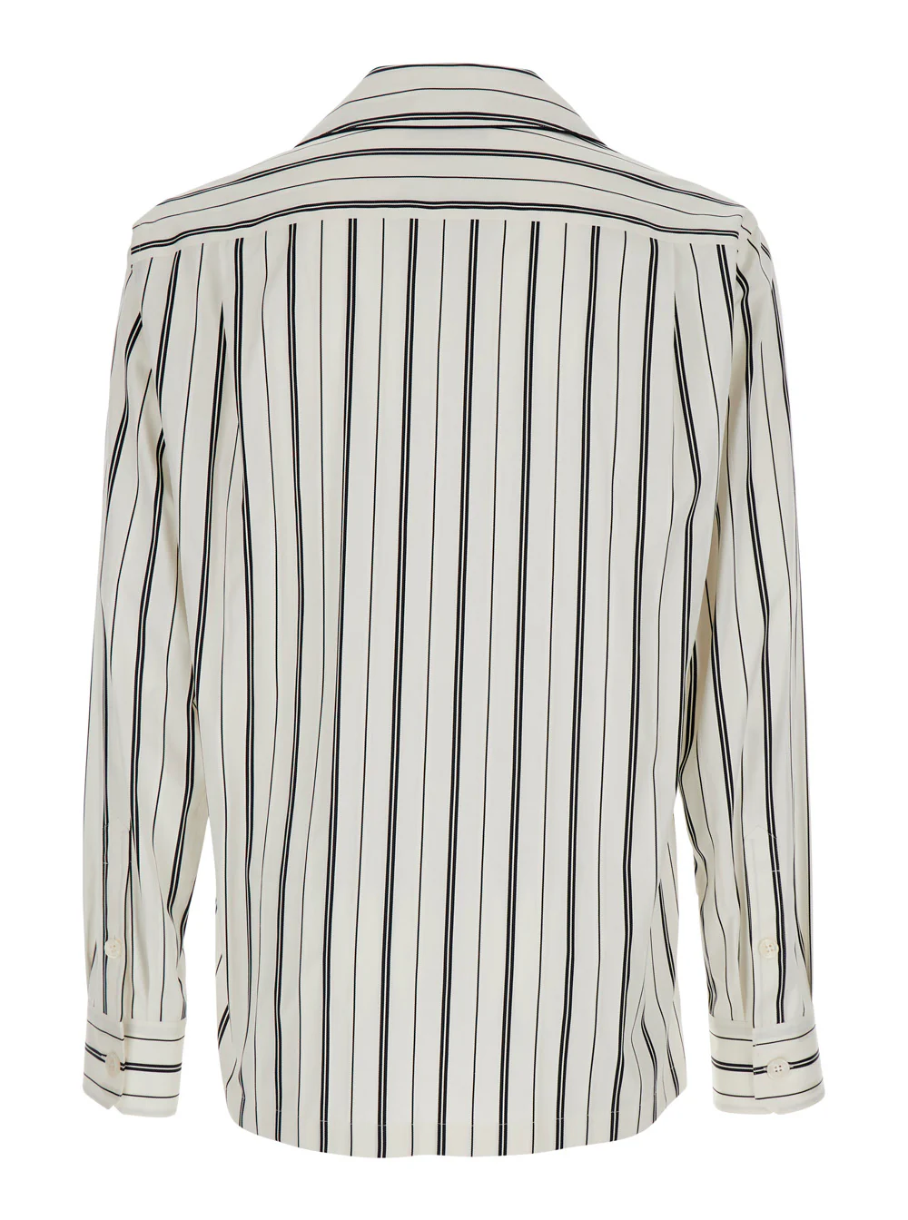 Dolce & Gabbana Black and White Long-Sleeved Shirt with Stripe Motif in Cotton for Men White/black Blouses