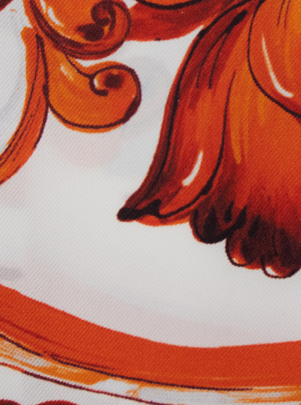 Dolce & Gabbana Maiolica Print Twilly Silk Orange Scarfs And Foulards