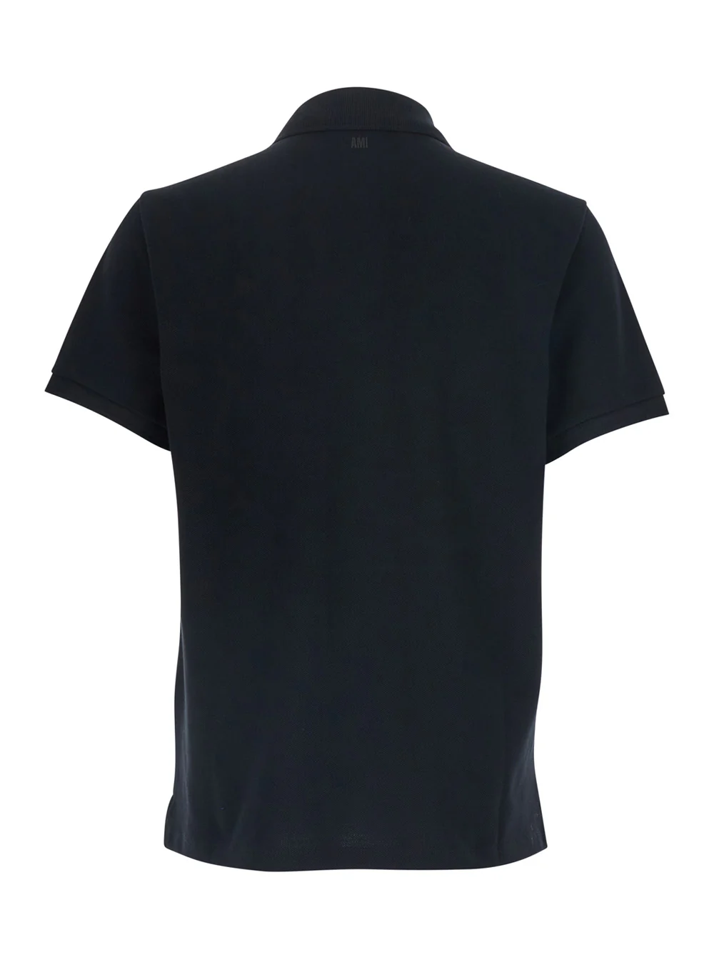 AMI Paris Polo Shirt With Ami De Coeur Logo Embroidered On The Front Black Cotton For Men Tshirts And