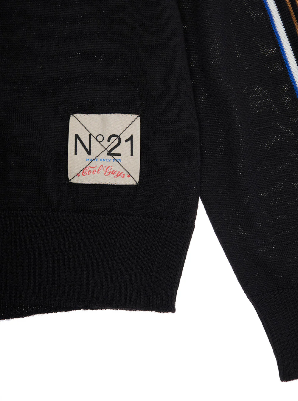 N°21 Kids Black High Neck Sweater With Logo Patch Wool Blend Boy Acrylic Jersey